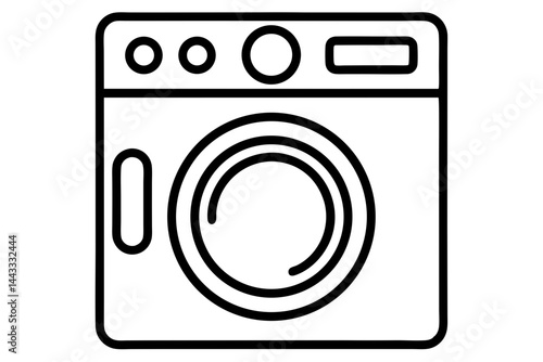 Washing Machine Icon – Line Art Vector for Laundry and Home Use

