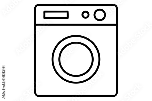 Washing Machine Icon – Line Art Vector for Laundry and Home Use

