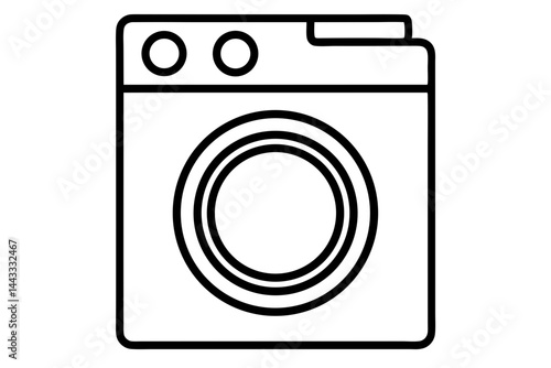 Washing Machine Icon – Line Art Vector for Laundry and Home Use

