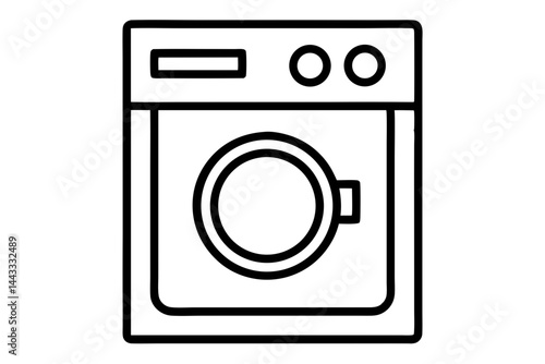 Washing Machine Icon – Line Art Vector for Laundry and Home Use

