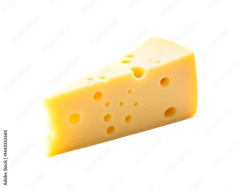 A Singular Artisanal Slice of Emmental Swiss Cheese Radiating Golden Yellow Hues and Distinctive Hole Patterns Against a Stark Solid Isolated Field A Singular Artisanal Slice of Emmental Swiss Cheese Radiating Golden Yellow Hues and Distinctive Hole Patterns Against a Stark Solid Isolated Field