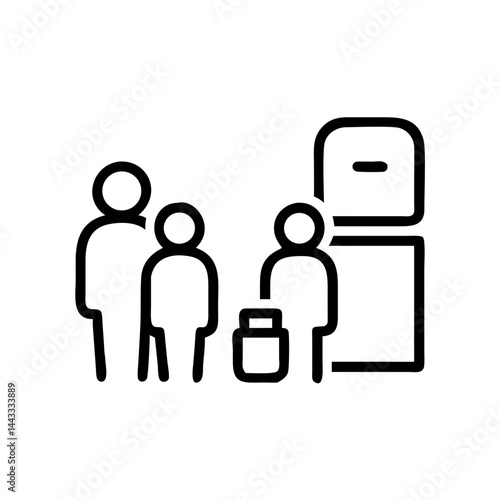 Simple linear office water cooler talk activity icon in green and white on white background [with copy space]"