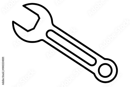 Wrench Icon – Outline Vector Tool for Maintenance and Repair

