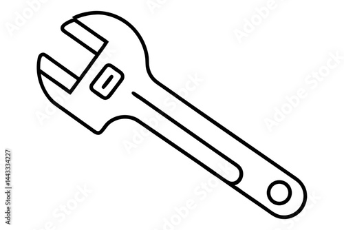 Wrench Icon – Outline Vector Tool for Maintenance and Repair


