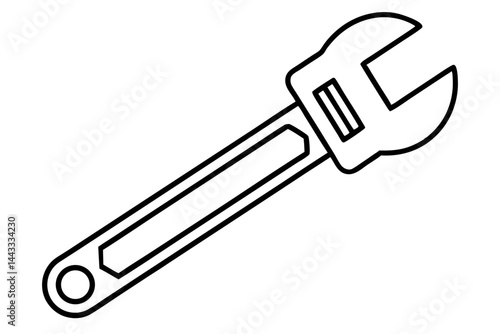 Wrench Icon – Outline Vector Tool for Maintenance and Repair

