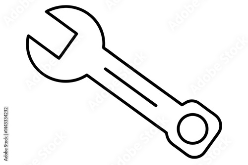 Wrench Icon – Outline Vector Tool for Maintenance and Repair

