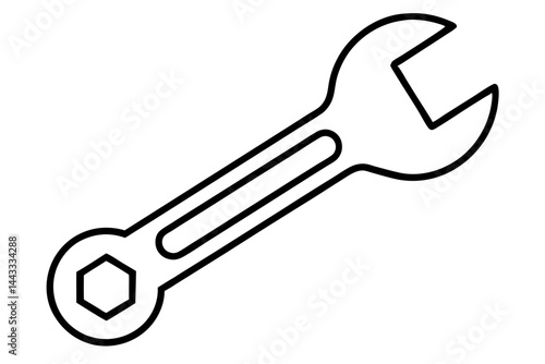 Wrench Icon – Outline Vector Tool for Maintenance and Repair

