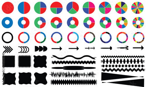 vector set of numbers Colorful Pie chart set. Pie chart circle. Circle pie chart diagram. 2,3,4,5,6,7,8,9,10,11,12 sections or steps. Circle section graph, Pie chart round icon pie shape section chart