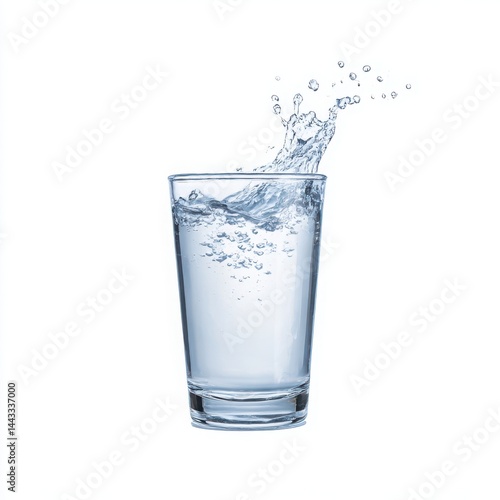 Wallpaper Mural Glass of splashing water isolated on white background Torontodigital.ca