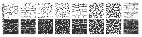 Stone and Pebble Mosaic Pattern Set Isolated on Transparent.  Vector Ground Texture for Architecture, Landscape, and Interior Design