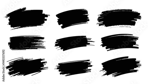 Ink Brush Strokes Set: A collection of dynamic, hand-painted ink brush strokes in various shapes and textures, perfect for adding a touch of artistic flair and expressive detail to any design.
