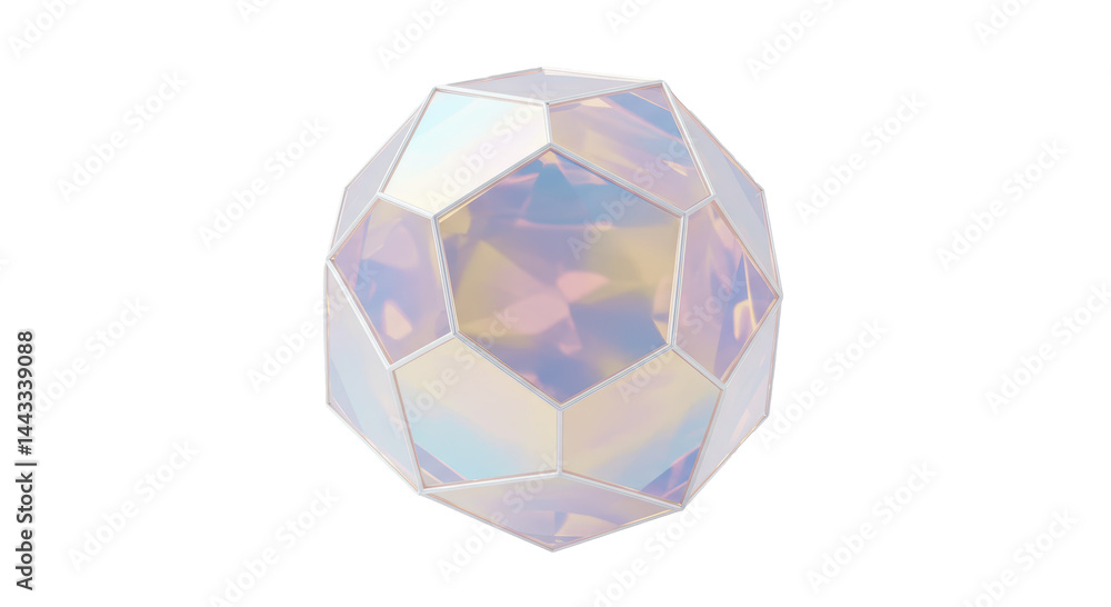 Isolated Iridescent Geometric Sphere Abstract Shape Isolated Iridescent Geometric Sphere Abstract Shape