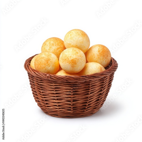 Cheese bread in basket isolated on white background