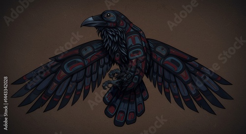 Raven Illustration with Wing Span