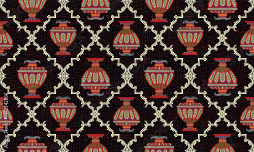 colorful paisley mughal motif  butta pattern ground texture