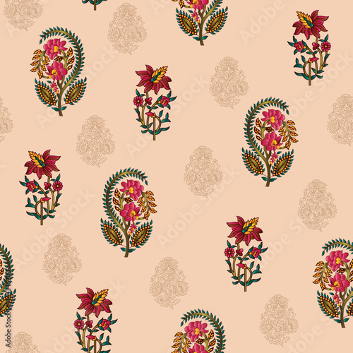 colorful paisley mughal motif  butta pattern ground texture