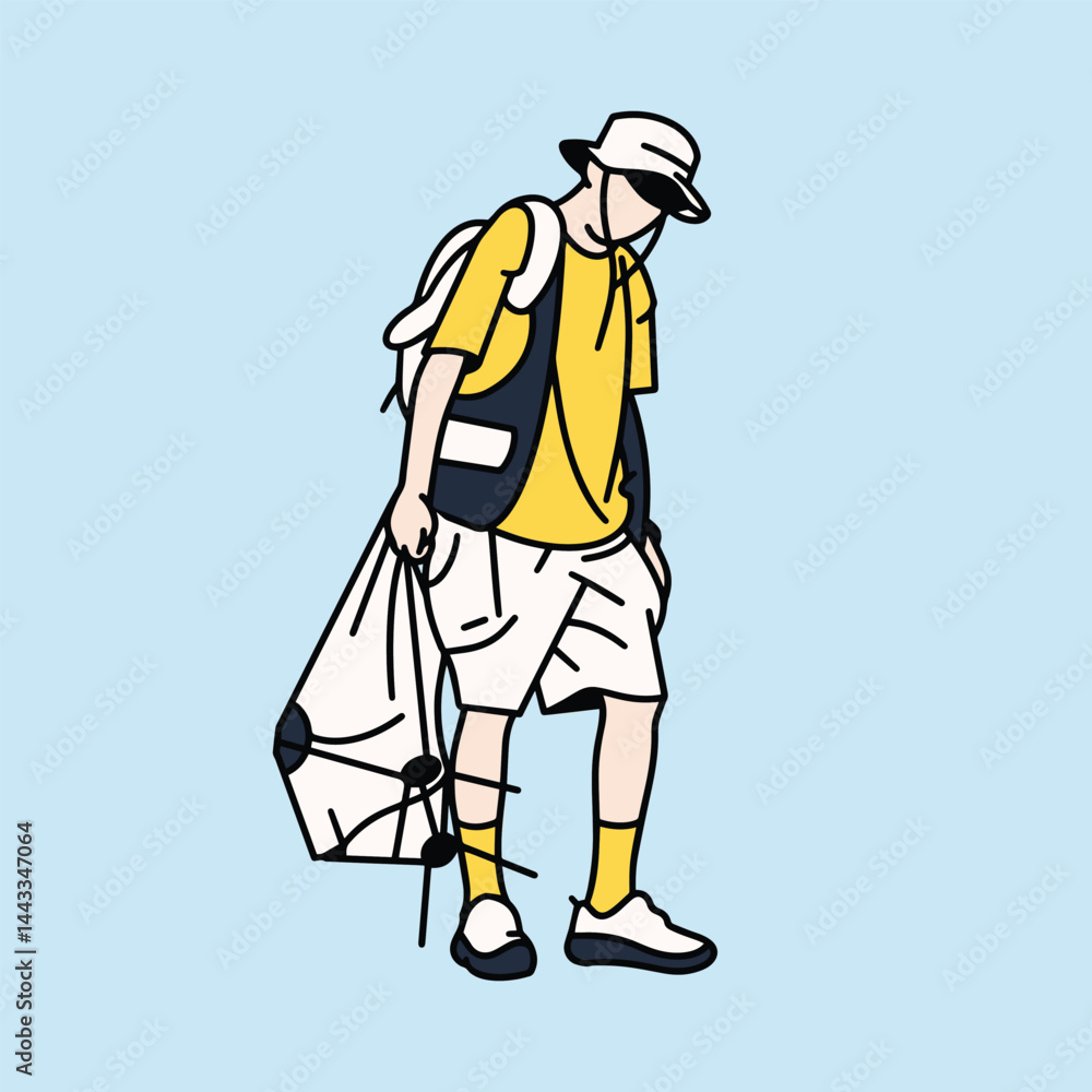 Characters of a hiker. Adventure tourism, travel and discovery flat vector illustration. Outdoor activities (01) Characters of a hiker. Adventure tourism, travel and discovery flat vector illustration. Outdoor activities (01)