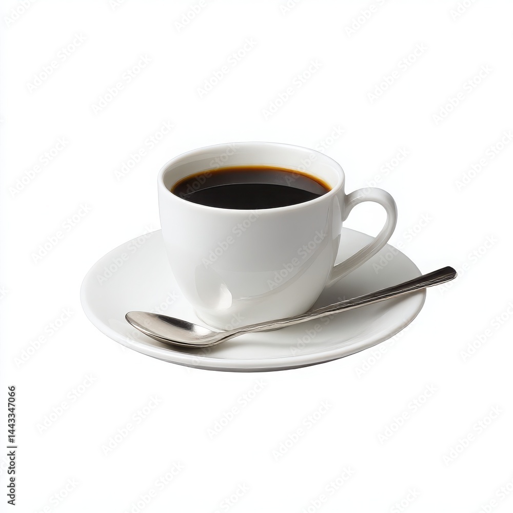 Cup of coffee with spoon isolated on white background Cup of coffee with spoon isolated on white background