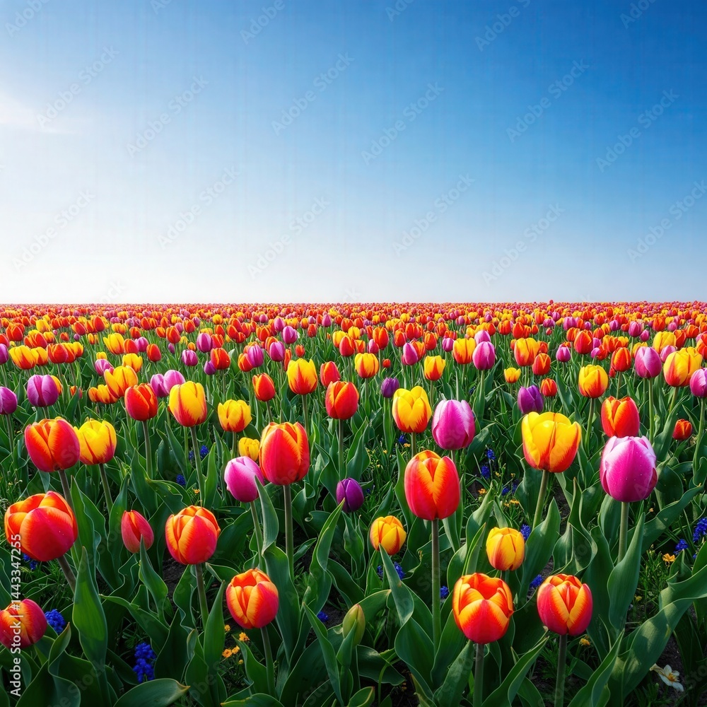 Fototapeta premium Dreamy Yellow Tulip Field in Spring Landscape – 4K Ultra-HD Nature Scene | Spring image, spring wallpapers, spring backgrounds, spring background, spring images, spring wallpaper