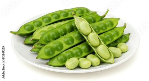 Wallpaper Mural Preparing Fresh Fava Beans on White Plate for Cooking Torontodigital.ca