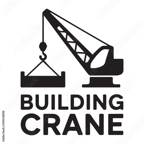 Building crane Icon Vector. Flat vector illustration in Vector Black silhouettes. with white background