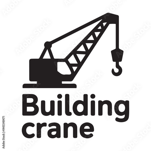 Building crane Icon Vector. Flat vector illustration in Vector Black silhouettes. with white background