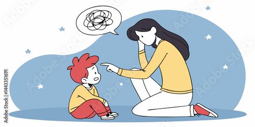 Mother and Child Discussing Problems Childrens Parenting Family Care	