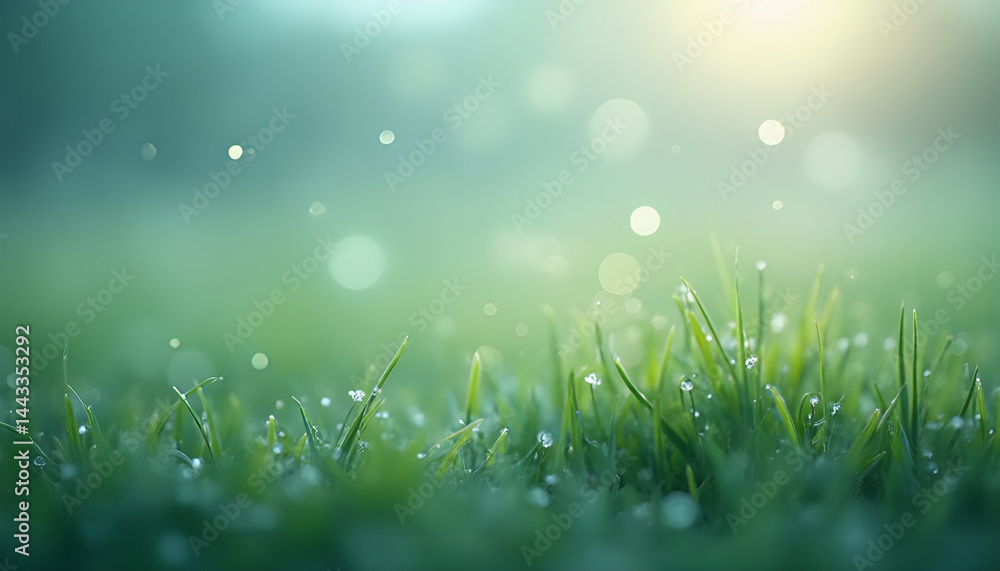 Obraz premium Fresh grass with dew drops