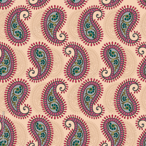 colorful paisley mughal motif  butta pattern ground texture