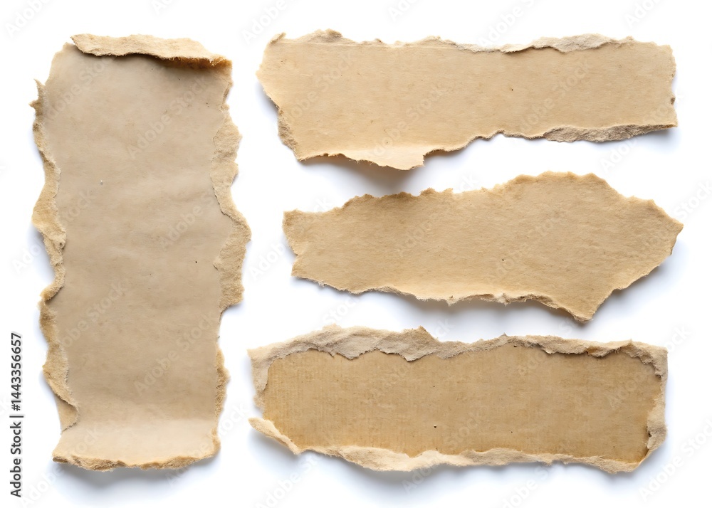 Paper torn shapes isolated on white background Paper torn shapes isolated on white background