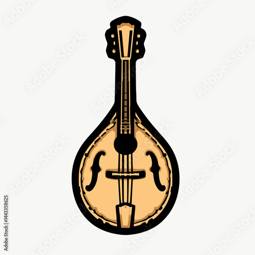Musical instrument illustration of a mandolin on a plain background  