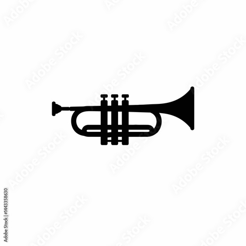Black trumpet silhouette against a white background  