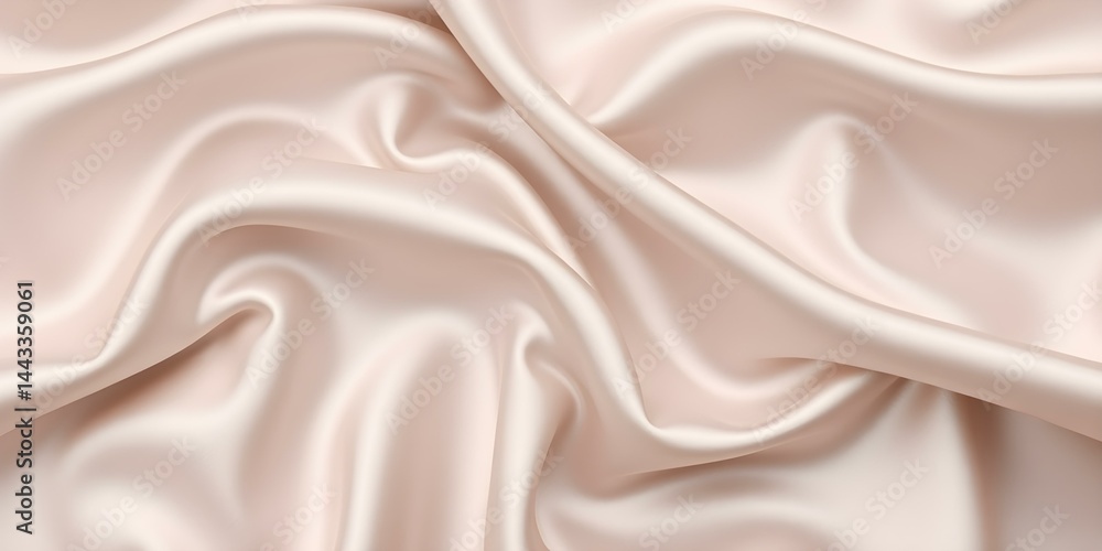 Obraz premium Elegant Silk Fabric: A close-up showcases luxurious, ivory silk fabric, its delicate folds and lustrous surface create a sense of timeless beauty and tactile opulence.