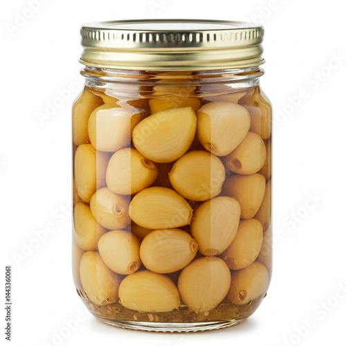 Jar of Garlic Confit with Blank Label White Isolated Background Clean Packaging