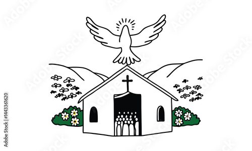 Religious symbols of the Holy Spirit and Christian celebration