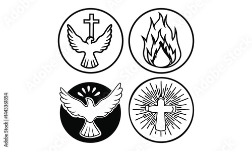 Religious symbols of the Holy Spirit and Christian celebration