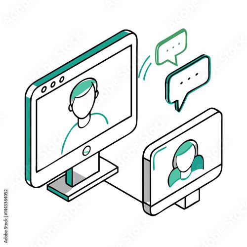 Video Call Icon for Remote Work Platforms, Online Meeting Applications, Virtual Collaboration Graphics, Digital Communication Websites, and Teleconferencing Materials
