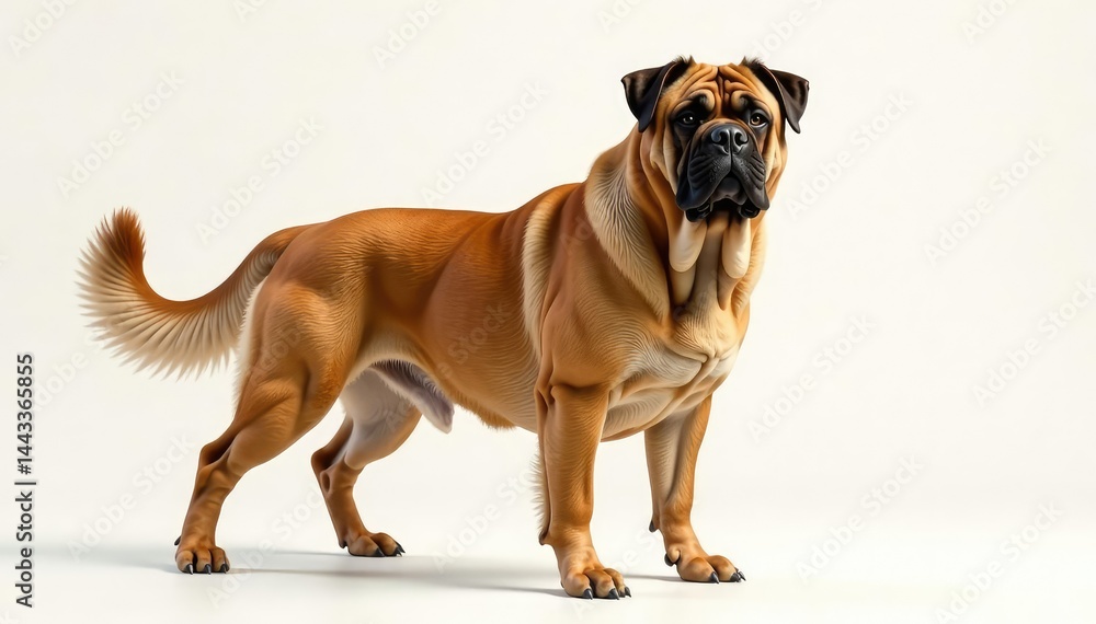 Obraz premium Majestic mastiff, powerful stance, white background, giant dog, purebred