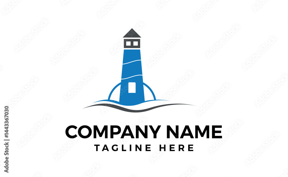 Creative blue and gray lighthouse logo template icon. Creative blue and gray lighthouse logo template icon.