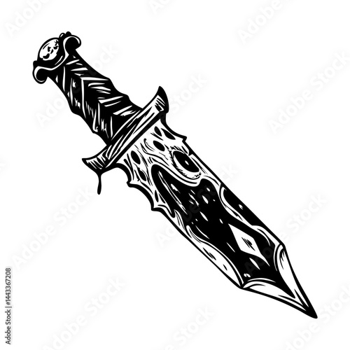 A sketchy style illustration showing dagger