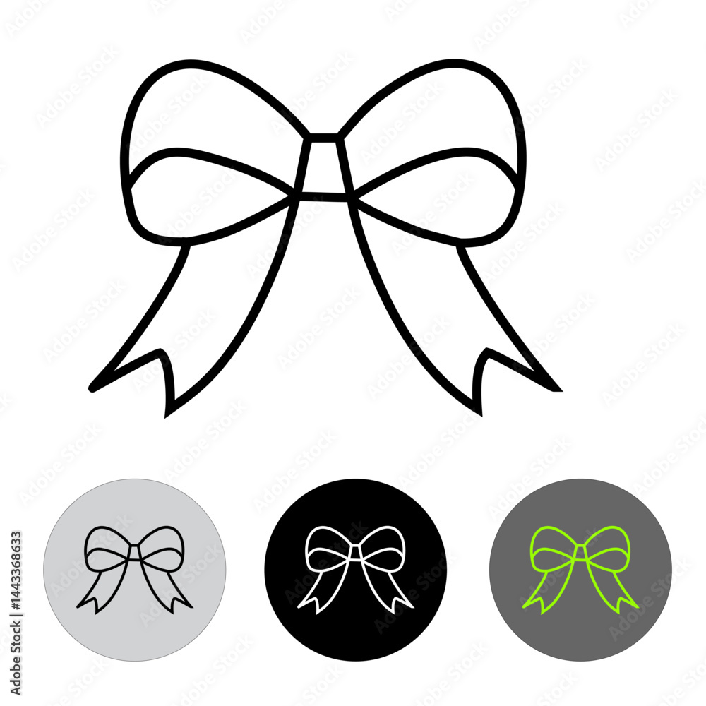Fototapeta premium bow tie icon, line and color icon, there are black and white and light green colors using dark white, black and light black buttons