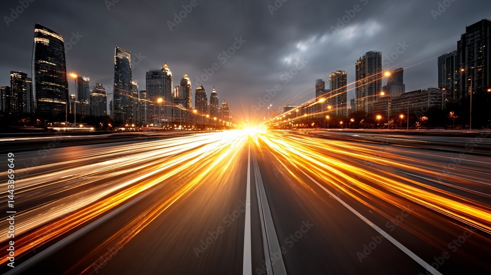 Fototapeta premium Streaks of Light illuminate a city