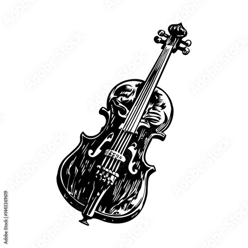 A vintage style illustration of violin