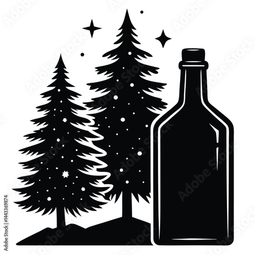 Water Bottle and Flask Canteen, thermos, collapsible water container Vector silhouette