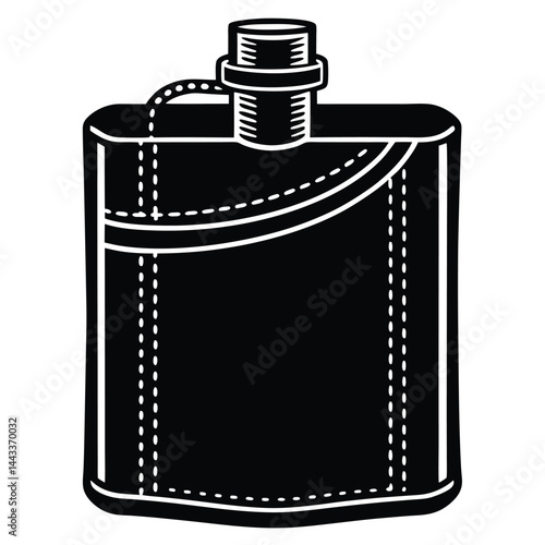 Water Bottle and Flask Canteen, thermos, collapsible water container Vector silhouette
