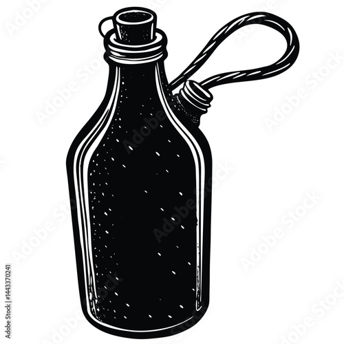 Water Bottle and Flask Canteen, thermos, collapsible water container Vector silhouette
