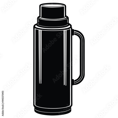 Water Bottle and Flask Canteen, thermos, collapsible water container Vector silhouette