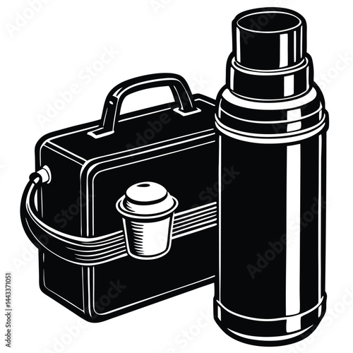 Water Bottle and Flask Canteen, thermos, collapsible water container Vector silhouette