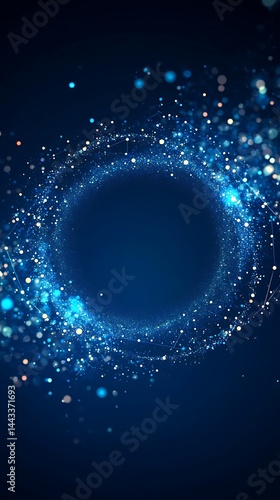 Wallpaper Mural Digital tech inspired blue background with molecular and dot elements Torontodigital.ca