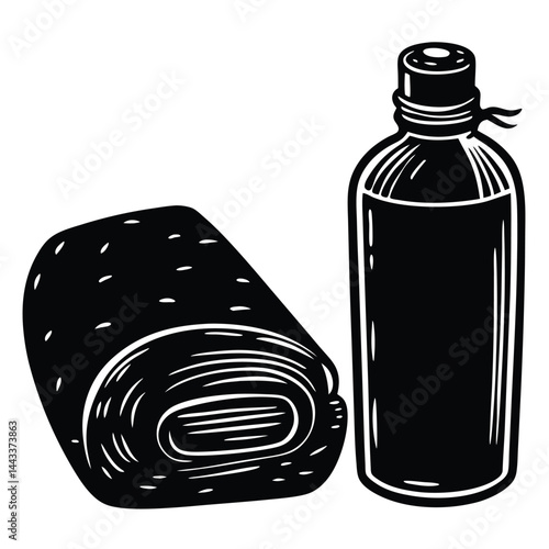 Water Bottle and Flask Canteen, thermos, collapsible water container Vector silhouette